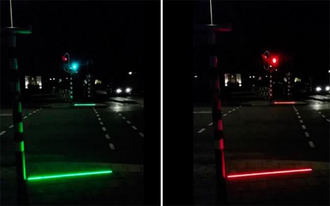 LED-Streifen, der seine Farbe wie eine Ampel ändert