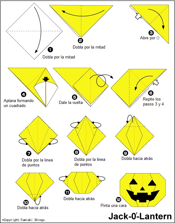 Instrucciones calabaza de origami