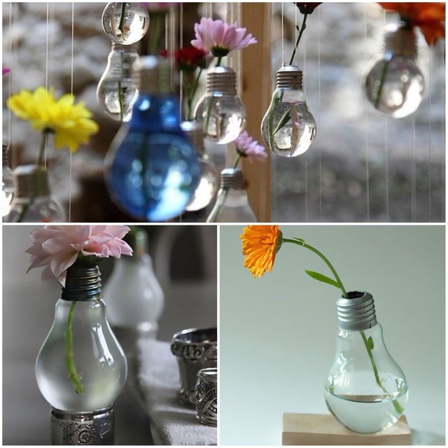 Vasos produzidos a partir de lâmpadas recicladas
