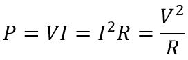 La formula de la potencia en corriente continua