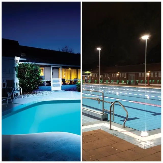 focos proyectores para iluminar la piscina