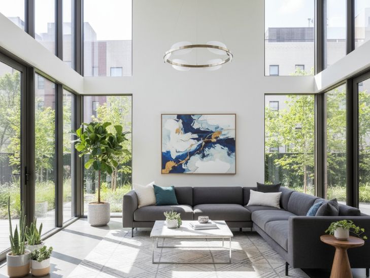 salon z naturalnym światłem