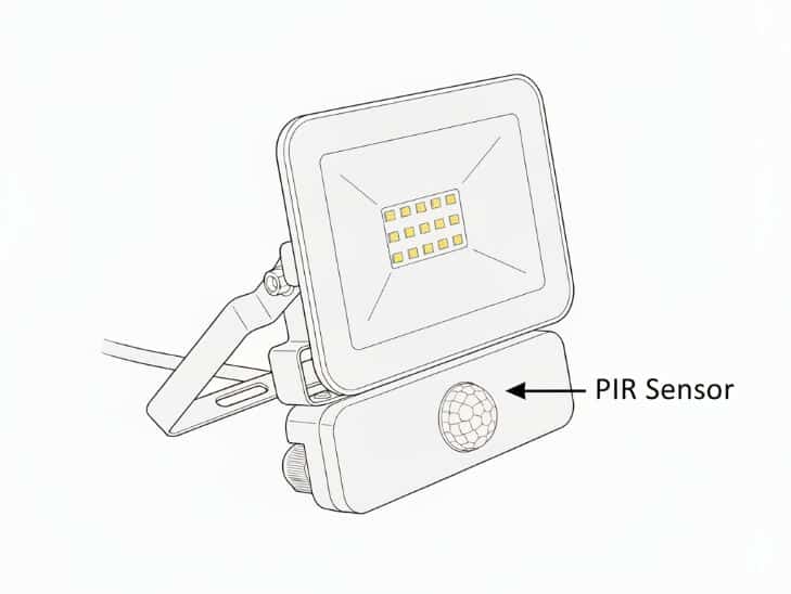 esquema foco proyector con sensor