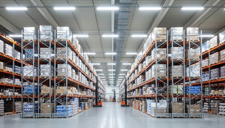 Centro logístico y almacén con iluminación LED