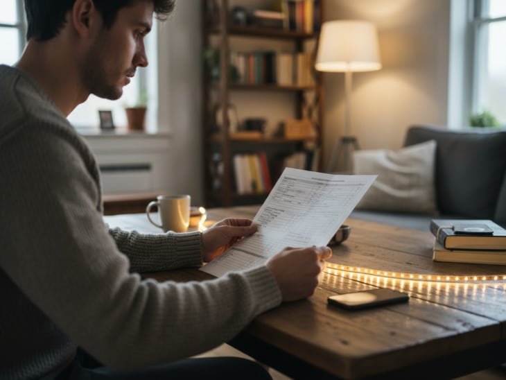 Osoba, která kontroluje specifikace výrobce, aby zjistila, kde řezat LED pásek