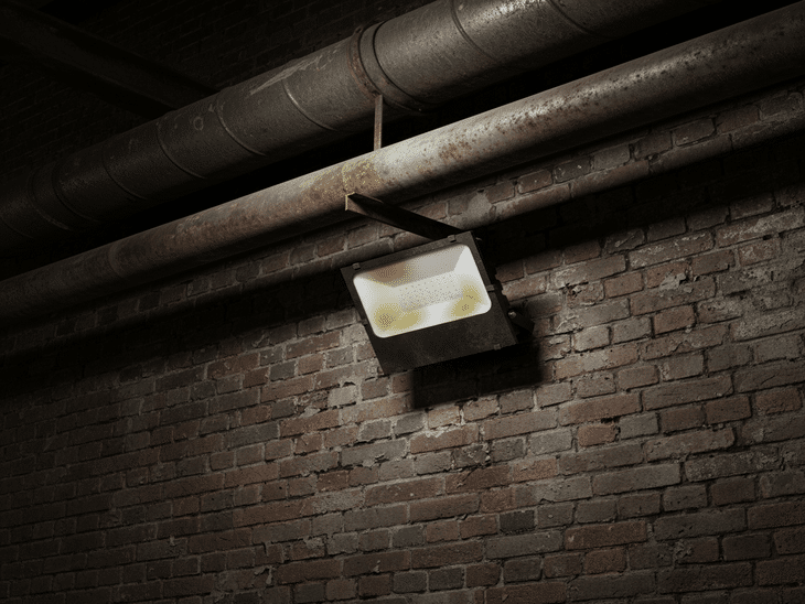 LED Flood Light with blackened internal parts of the housing due to overheating or short circuits