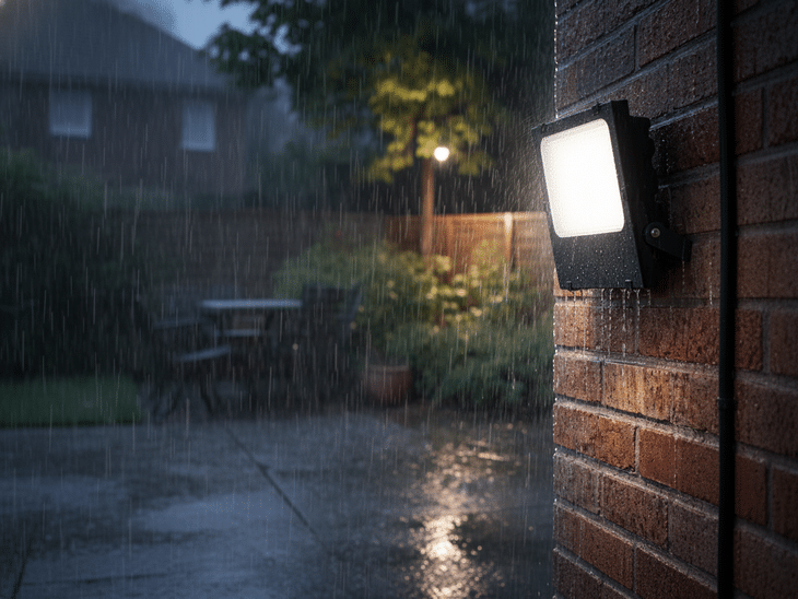 LED Flood Light in residential area with humidity and sealing problems due to rain