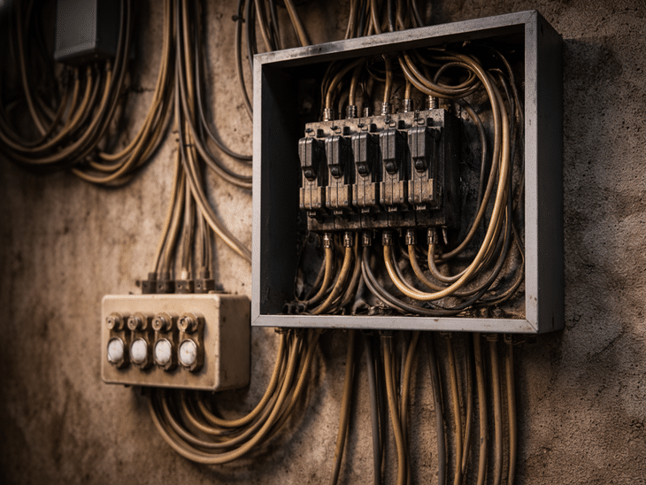 Old and broken electrical installations 