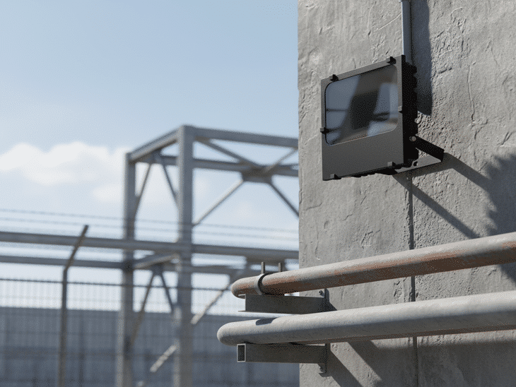 Foco proyector en zona industrial apagado