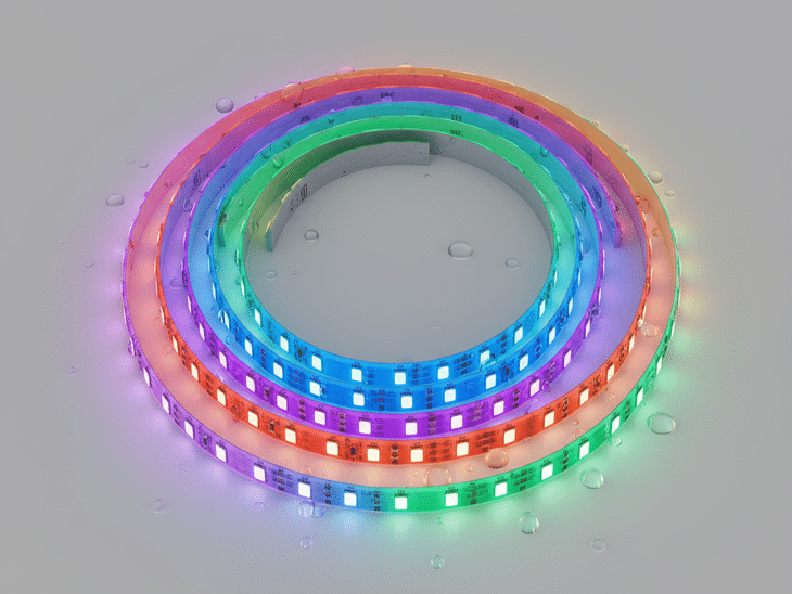 RGB LED-strip verlicht op een duidelijke achtergrond