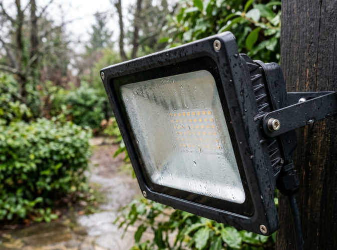 Foco proyector con condensación en su interior