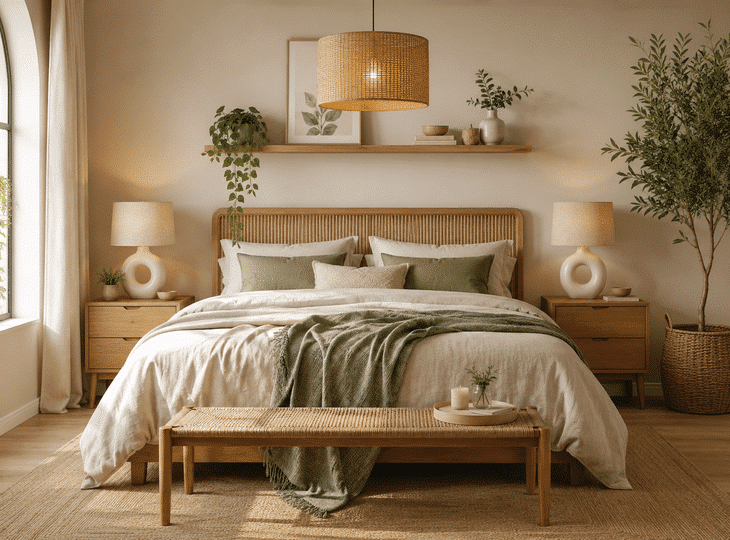 Dormitorio decorado con estilo natural