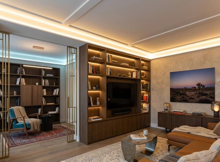 Woonkamer met sfeerverlichting door middel van ledstrips