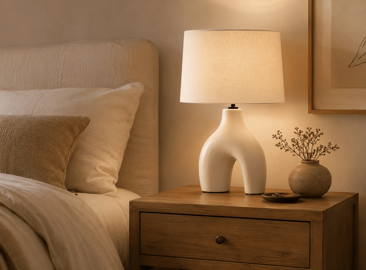 Een tafellamp in natuurlijke stijl voor de slaapkamer