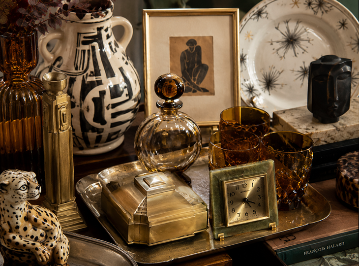 A vintage-style house decorated with pieces from various eras