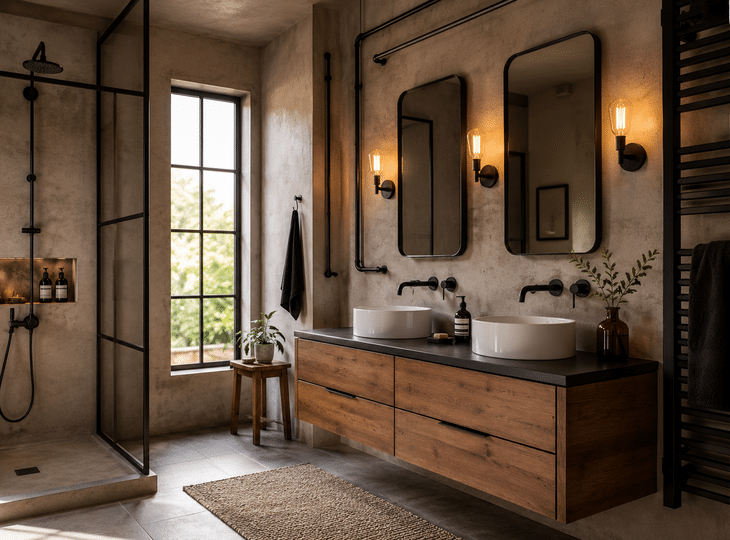 Bathroom decorated in an industrial style
