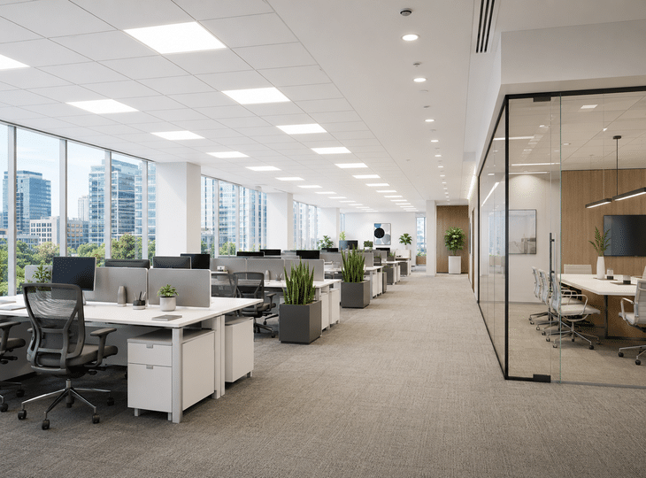 Kantoor met ledverlichting