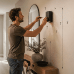 A qué altura y dónde colocar los apliques de pared en casa Persona colocando un aplique de pared en un pasillo
