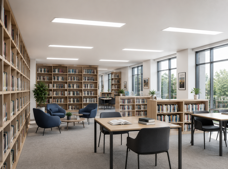 Bücherregal mit 120x60 LED-Paneelen