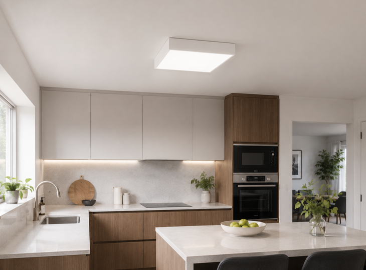 Küche, beleuchtet durch ein LED-Paneel 
