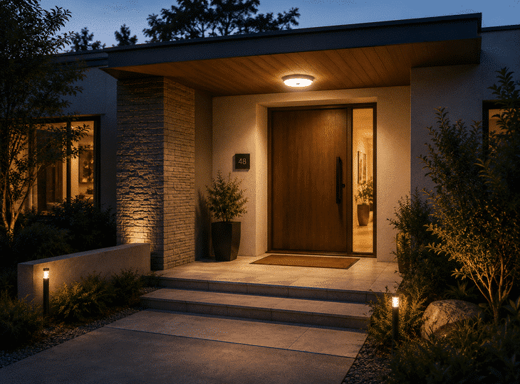 Portal de casa con iluminación inteligente
