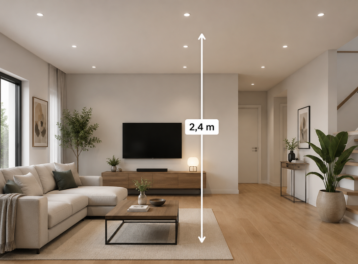 Altura recomendada para a instalação de downlights em tetos baixos