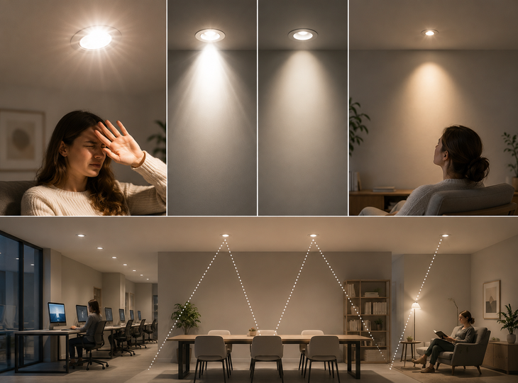 Ofuscamento e controlo dos downlights