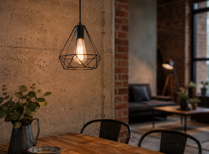 Black industrial-style pendant light