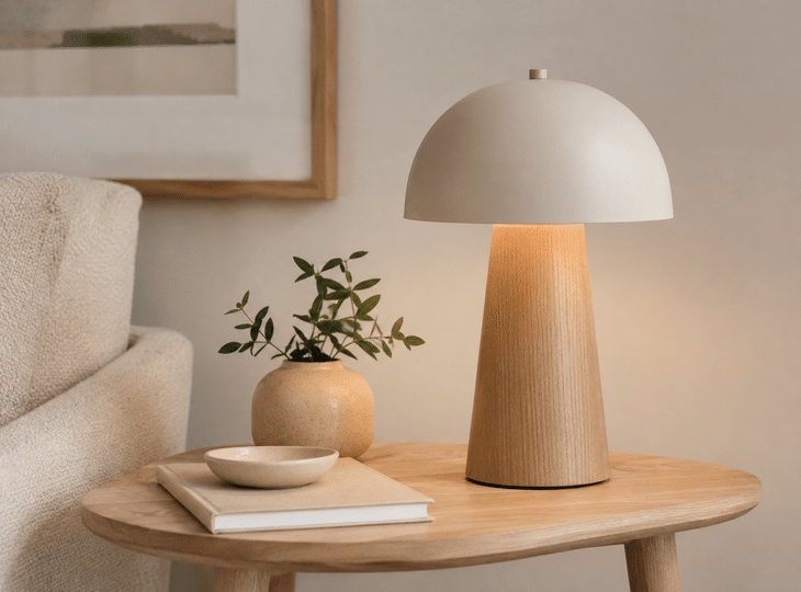 Tafellamp in een woonkamer in Scandinavische stijl