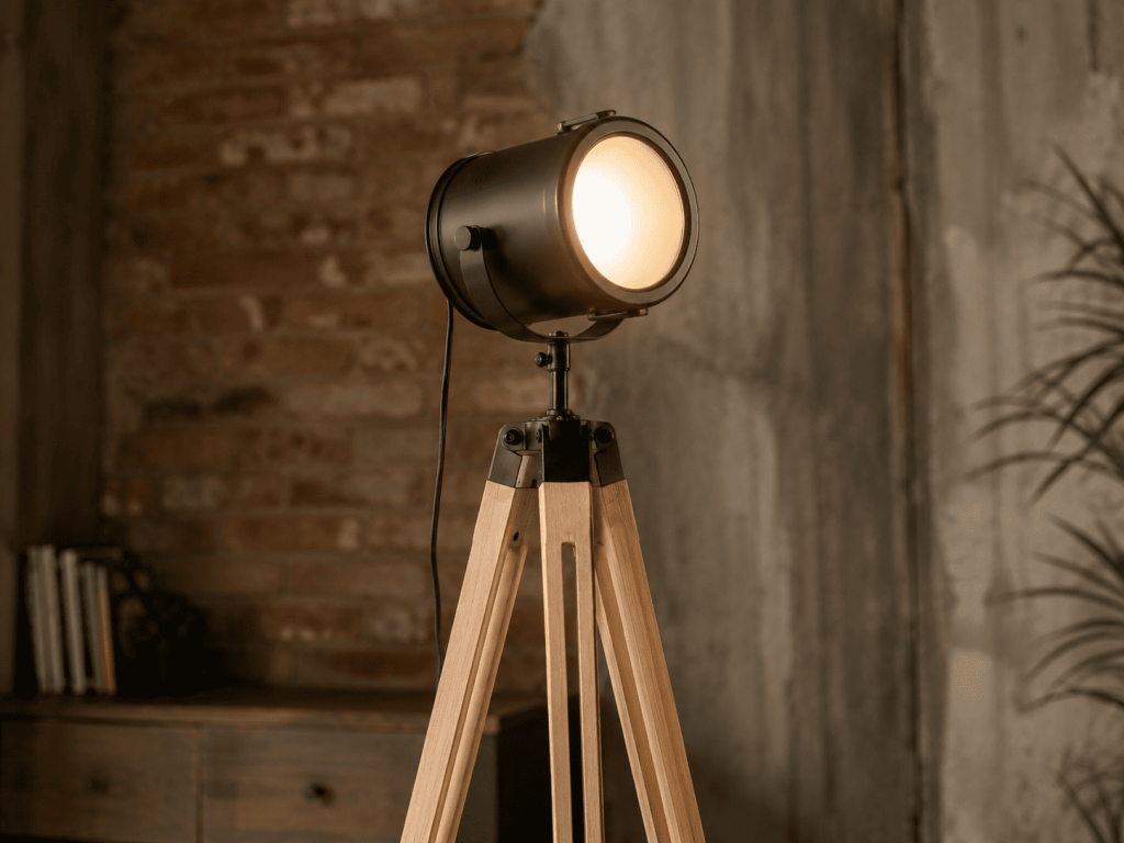 Black metal lamp in an industrial style