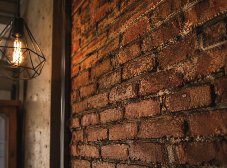 A brick wall in an industrial loft