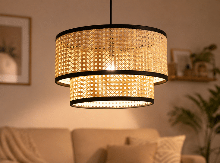 Illuminated natural-style pendant lamp