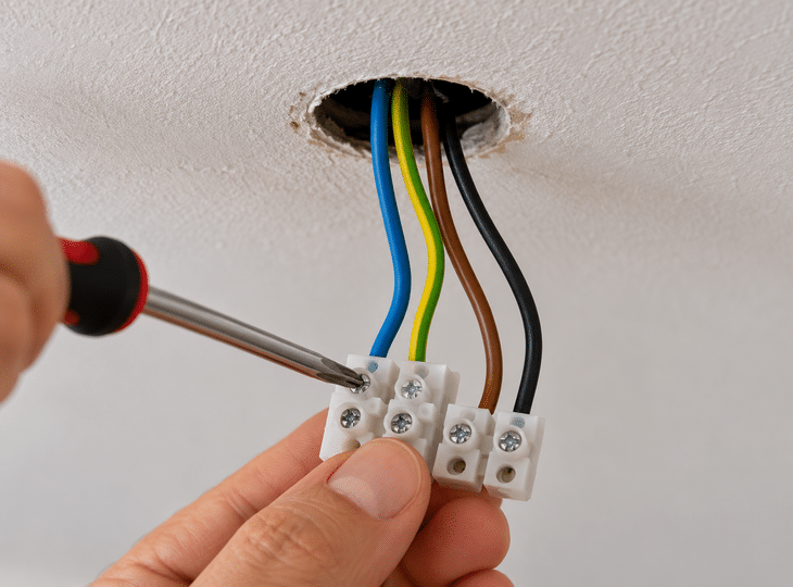 Foco Led conectado con un interruptor doble 

