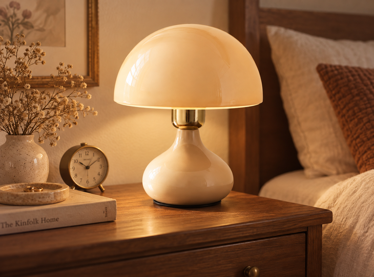 Candeeiro de mesa de estilo vintage na cor cru