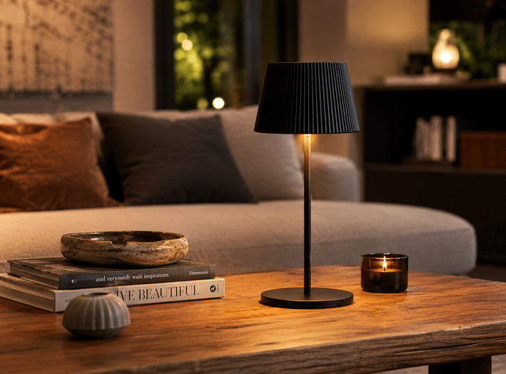 Un salon de style moderne avec une décoration aux tons bois