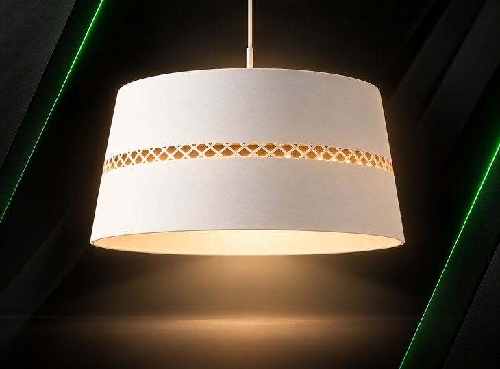 Candeeiro suspenso com abajur branco e luz de qualidade. Ofertas da Black Friday