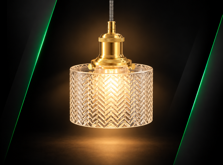 Candeeiro suspenso de cristal com luz quente. Ofertas da Black Friday