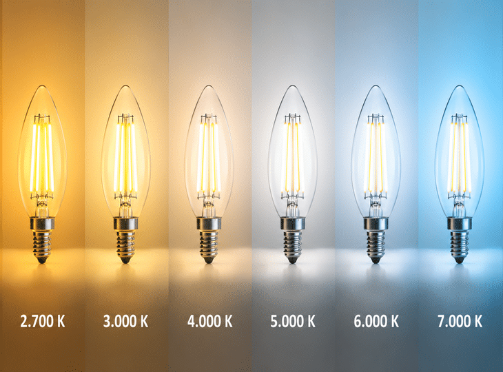 Light bulbs with different colour temperatures
