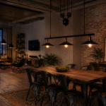 Inspiração industrial: ideias para transformar a tua casa Salón de un loft de estilo industrial con iluminación cálida