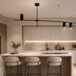 Cocina con lámparas de estilo moderno